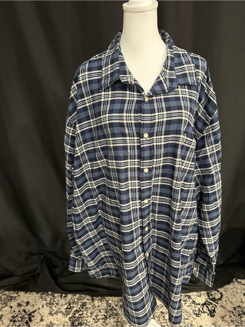 The Foundry Supply Co. Navy and White Plaid Button-Down Shirt